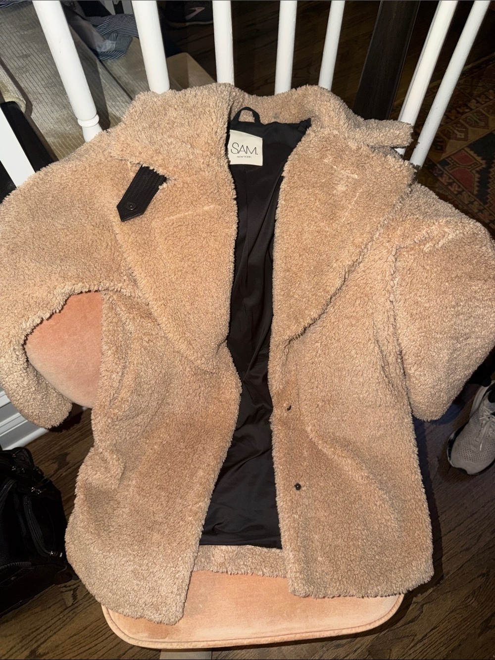 Sam Edelman Beige/Tan Teddy Jacket with Black Lining